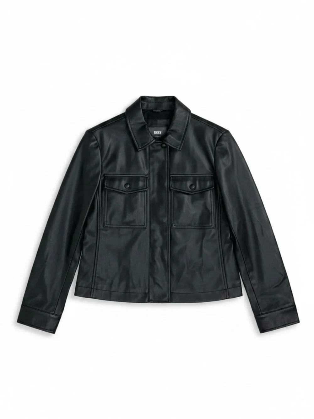 DKNY Cropped Faux Leather Jacket in Black - sz XS